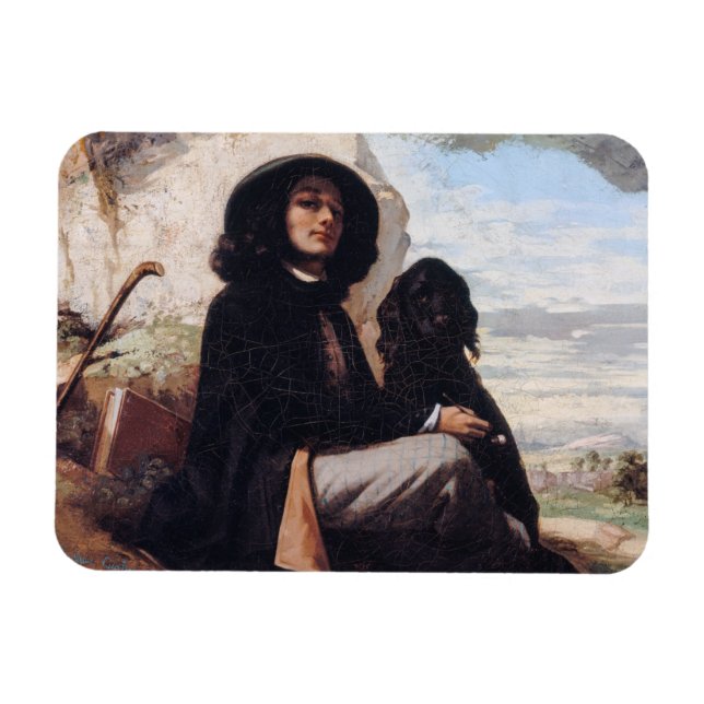 Íman Gustave Courbet - Autorretrato com um Cachorro Neg (Horizontal)