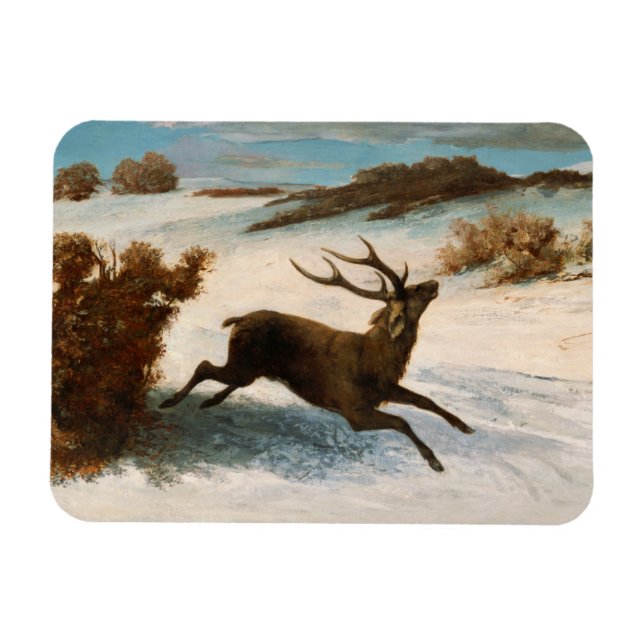 Íman Gustave Courbet - Deer Running in the Snow (Horizontal)