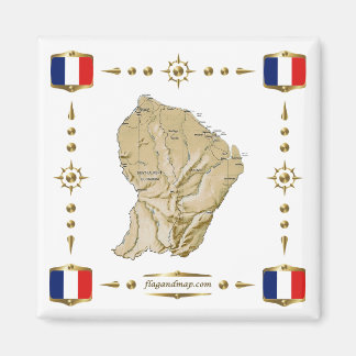 Íman Guyane Map + Flagres Magnet