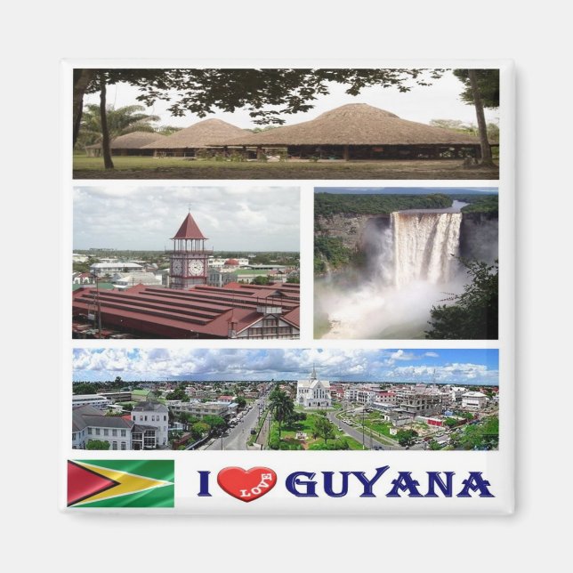 Íman GY004 GUYANA I Love, Mosaic, America, Fridge (Frente)