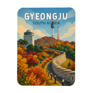 Íman Gyeongju Coreia do Sul Ilustração Viagem Arte