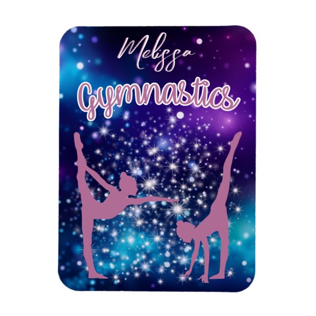 Íman Gymnastics Galaxy Purple Turquoise Personalizada (Vertical)