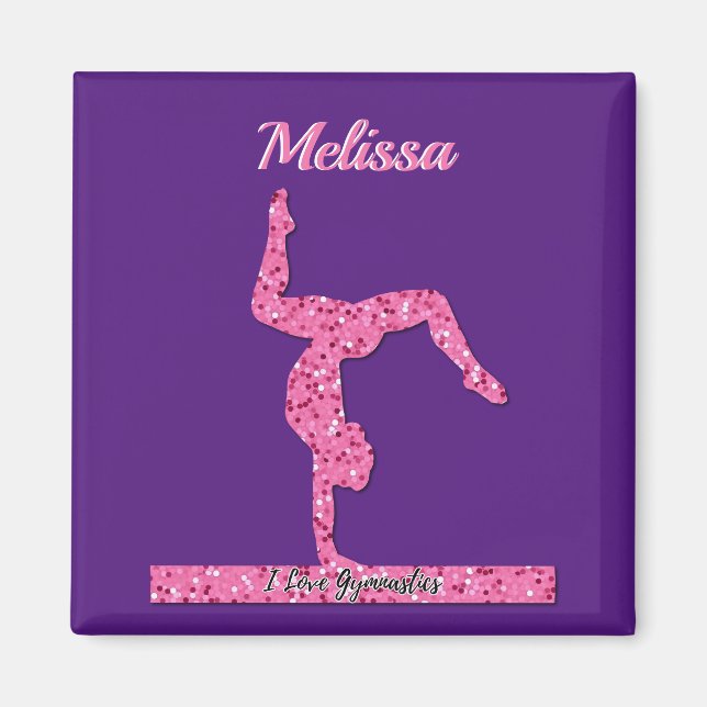 Íman Gymnastics Girl Sparkle Beam Rosa (Frente)