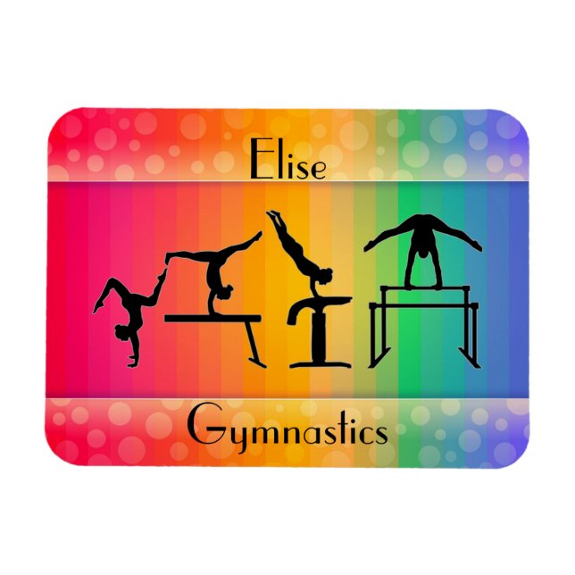 Íman Gymnastics Rainbow com/ Girls Gymnastics Eventos (Horizontal)