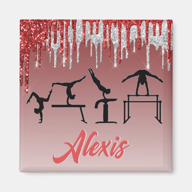 Íman Gymnastics Red and Silver Glitter Ombre (Frente)