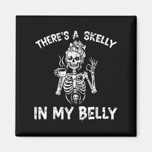 Íman Há Skelly na minha barriga grávida de Halloween, m