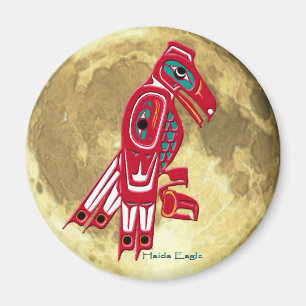 Íman HAIDA EAGLE & FULL MOON Native American Art Magnet
