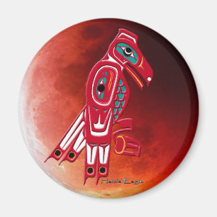 Íman HAIDA EAGLE & RED MOON Native American Art Magnet