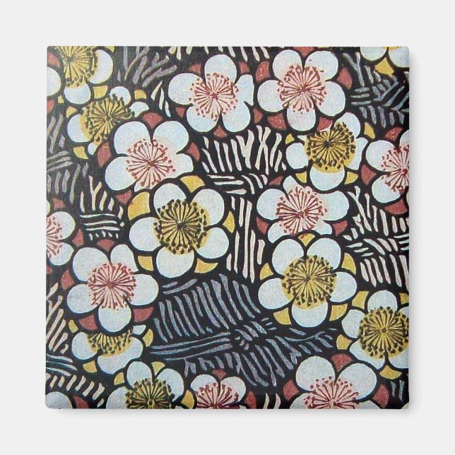 ÍMAN HAIKU/ PRETO BRANCO ROSA AMARELO FLORES DE PRIMAVE (Frente)