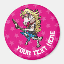 Hair Metal Glam Unicorn com Star Guitar Cartoon