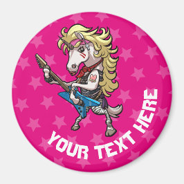Íman Hair Metal Glam Unicorn com Star Guitar Cartoon