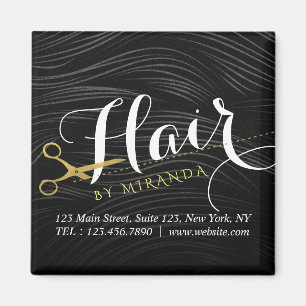 Íman Hair Salon Hairstylist Tesoura Dourada Preta Moder