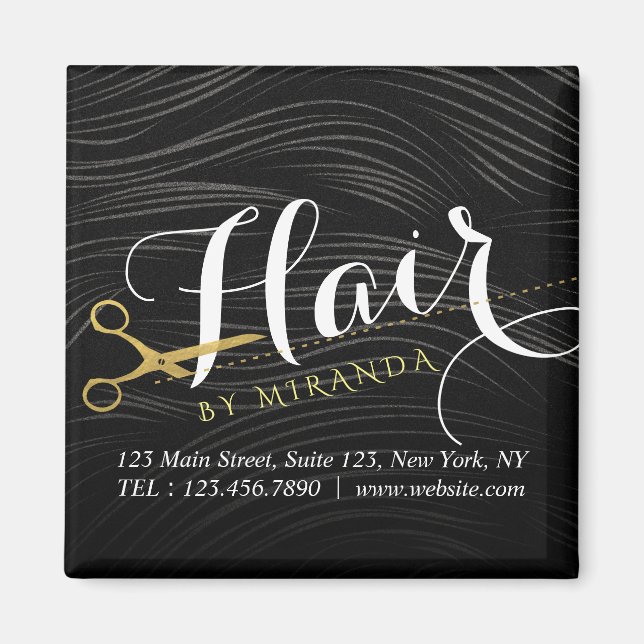 Íman Hair Salon Hairstylist Tesoura Dourada Preta Moder (Frente)