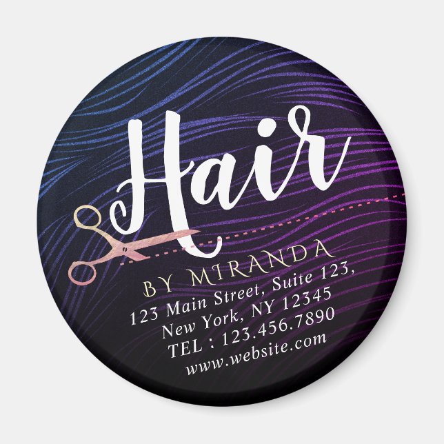 Íman Hair Stylist Hairdresser BeauRosa Dourada Tesoura (Frente)