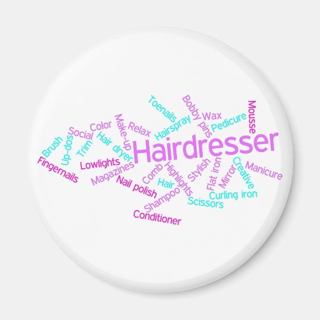 Íman Hairdresser Word Cloud Magnet (Frente)