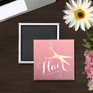 Íman Hairstylist Makeup Salon Modern Pink Tesoura Doura