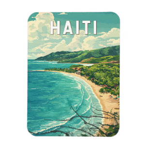 Íman Haiti Illustração Viagem Art Vintage