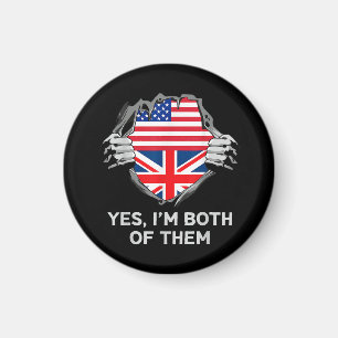Íman Half American Half British USA England Flag Mens W