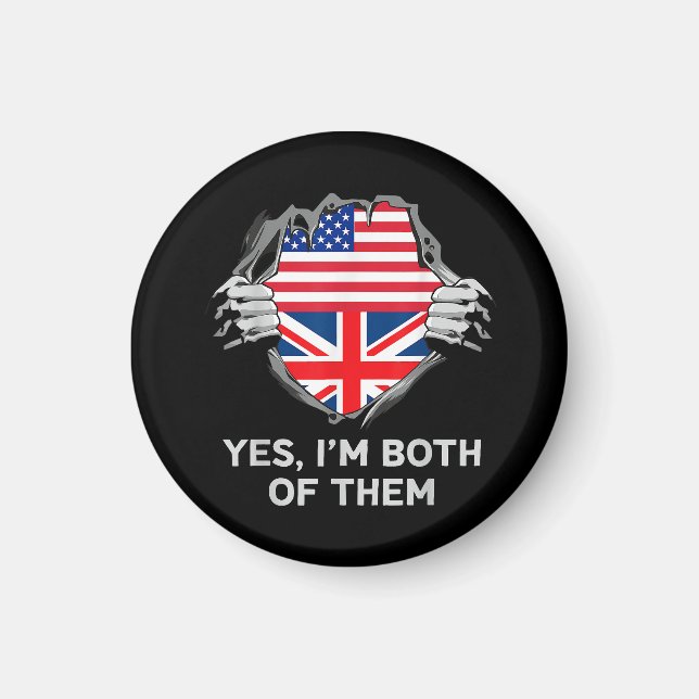 Íman Half American Half British USA England Flag Mens W (Frente)