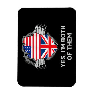 Íman Half American Half British USA England Flag Mens W