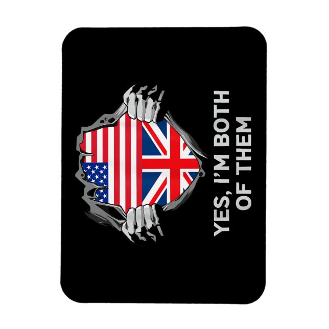 Íman Half American Half British USA England Flag Mens W (Vertical)