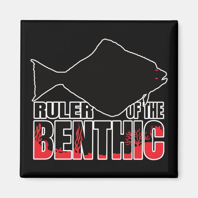 Íman Halibuts Halibut Flatfish Fish - Geek marinho (Frente)