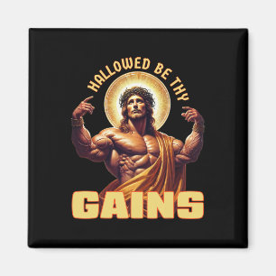 Íman Hallow Be Thains Gains Engraçado Gym Jesus Cristo