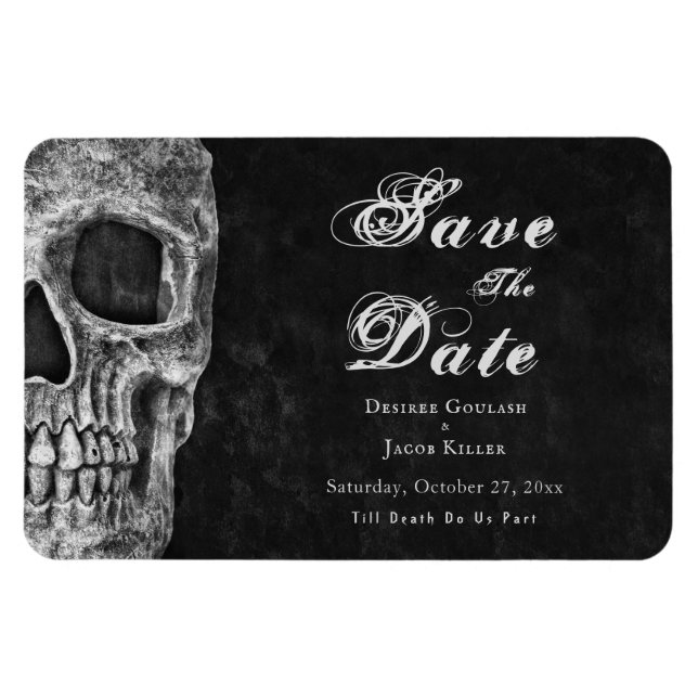 Íman Hallowedding De Caveira Gótica Salve A Data (Horizontal)