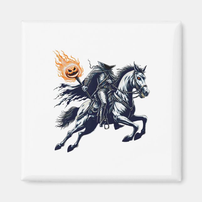 Íman Halloween Assustador Pumpkin Sem Cabeça Cavaleiro (Frente)