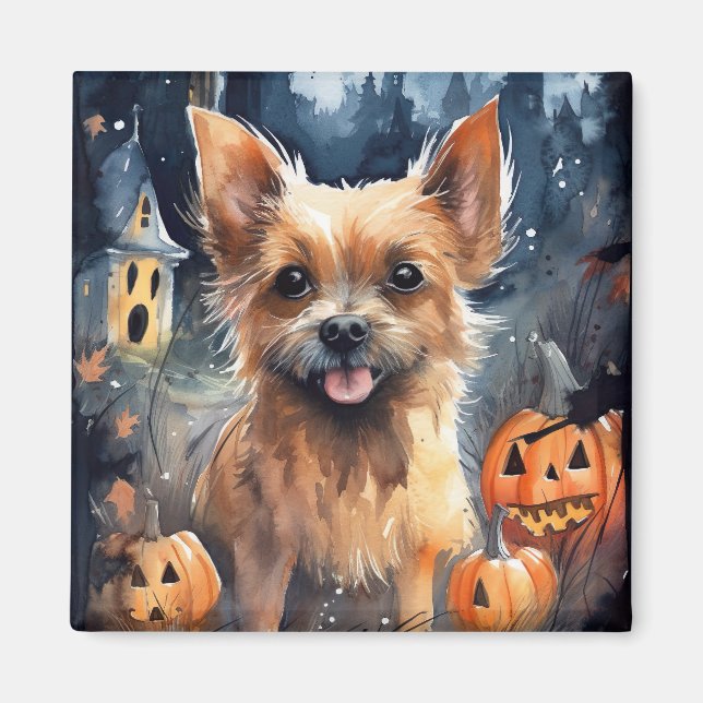 Íman Halloween Australiano Terrier With Pumpkins Scary (Frente)