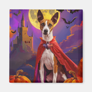 Íman Halloween Basenji Dog Pumpkins assustado