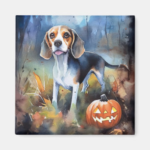 Íman Halloween Beagle Com Pumpkins Assustado