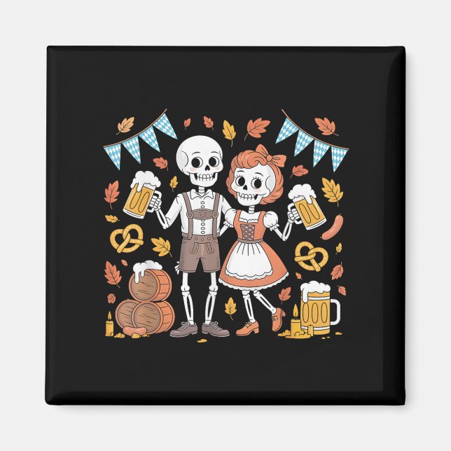 Íman Halloween Bebendo Skeletons Costume Engraçado Tee (Frente)