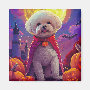 Íman Halloween Bichon Frise Dog Pumpkins Assustado