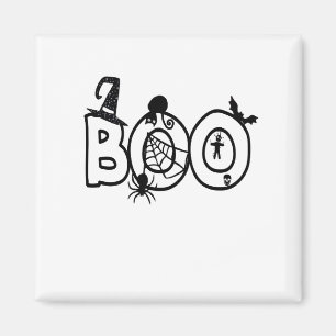 Íman Halloween Boo com bruxas e aranha de gato preto