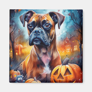 Íman Halloween Boxer Com Pumpkins Assustado