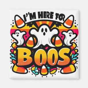Íman Halloween Brilhante: Fantasma e Doces em uma Desig