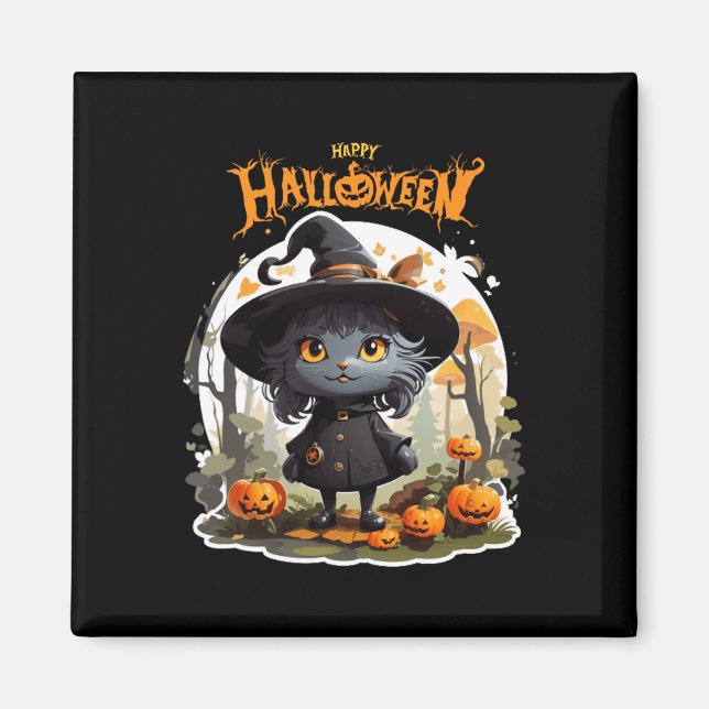 Íman Halloween Cat Adora Engraçada, Assustadora do Dia  (Frente)