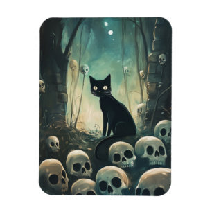 Íman Halloween Cat and Skulls