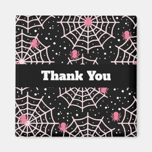 Íman Halloween Cobwebs & Spiders Patterno Obrigado