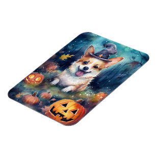 Íman Halloween Corgi Com Pumpkins Assustado