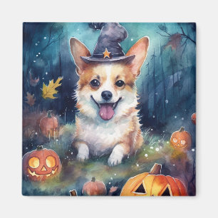 Íman Halloween Corgi Com Pumpkins Assustado