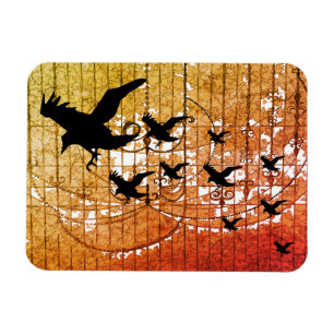 Íman Halloween Corws voa através de chamas assombradas 