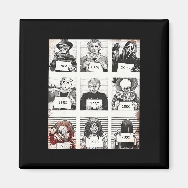 Íman Halloween Creepy Legends Killer Mugshots Horror Fa (Frente)