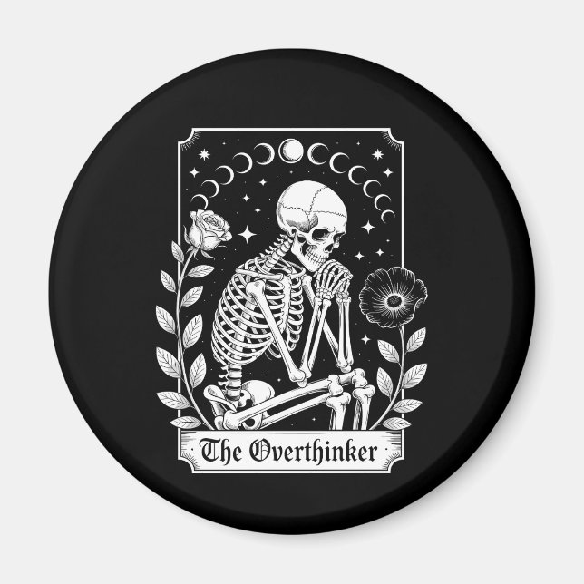 Íman Halloween Dark Gothic Skeleton Overthinker (Frente)