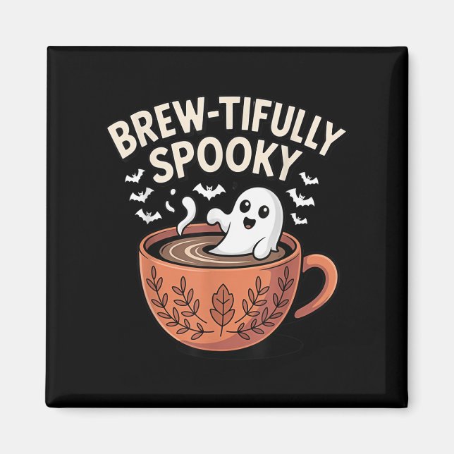 Íman Halloween De Café Ghostil, Assustado Por Brew (Frente)