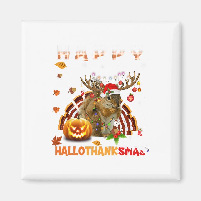 Íman Halloween De Esquilo E Feliz Natal Hallo (Frente)