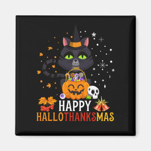 Íman Halloween De Gato Negro E Feliz Natal