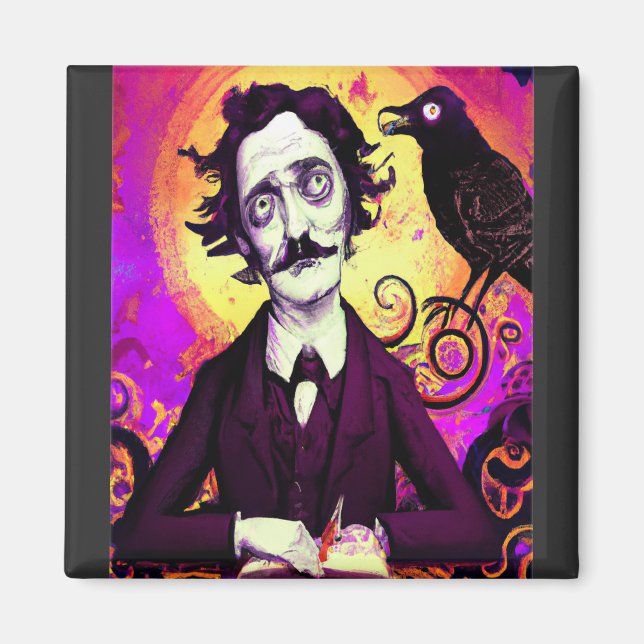 Íman Halloween, Edgar Allen Poe, Raven, Nunca Mais (Frente)