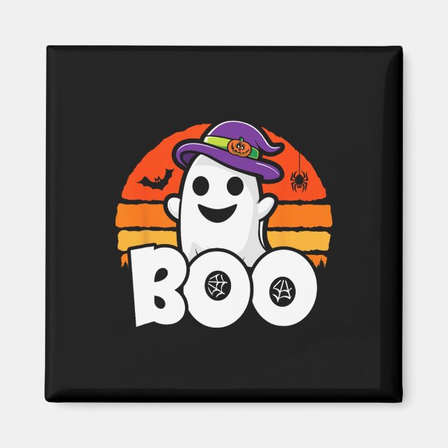 Íman Halloween - Fantasma Engraçado Bruxa - Boo - Hallo (Frente)